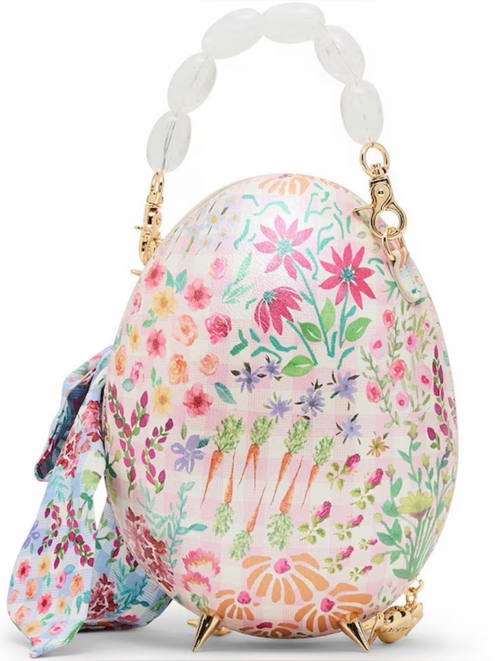 Betsey Johnson The Plot Chickens Floral Egg-Top Handle/crossbody floral Pastels - Picture 2 of 7